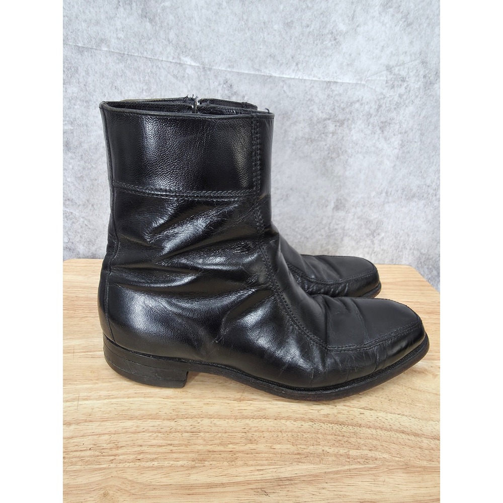 Vintage Florsheim Duke Ankle Boots Mens 9 Black Leather Beatle Captain Kirk 70s